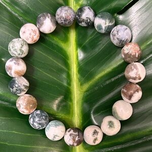 TREE AGATE 10mm chunky beaded bracelet